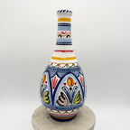 Hand-Painted Spanish Ceramic Vase – Multicolor Folk Art Motif, Made in Spain