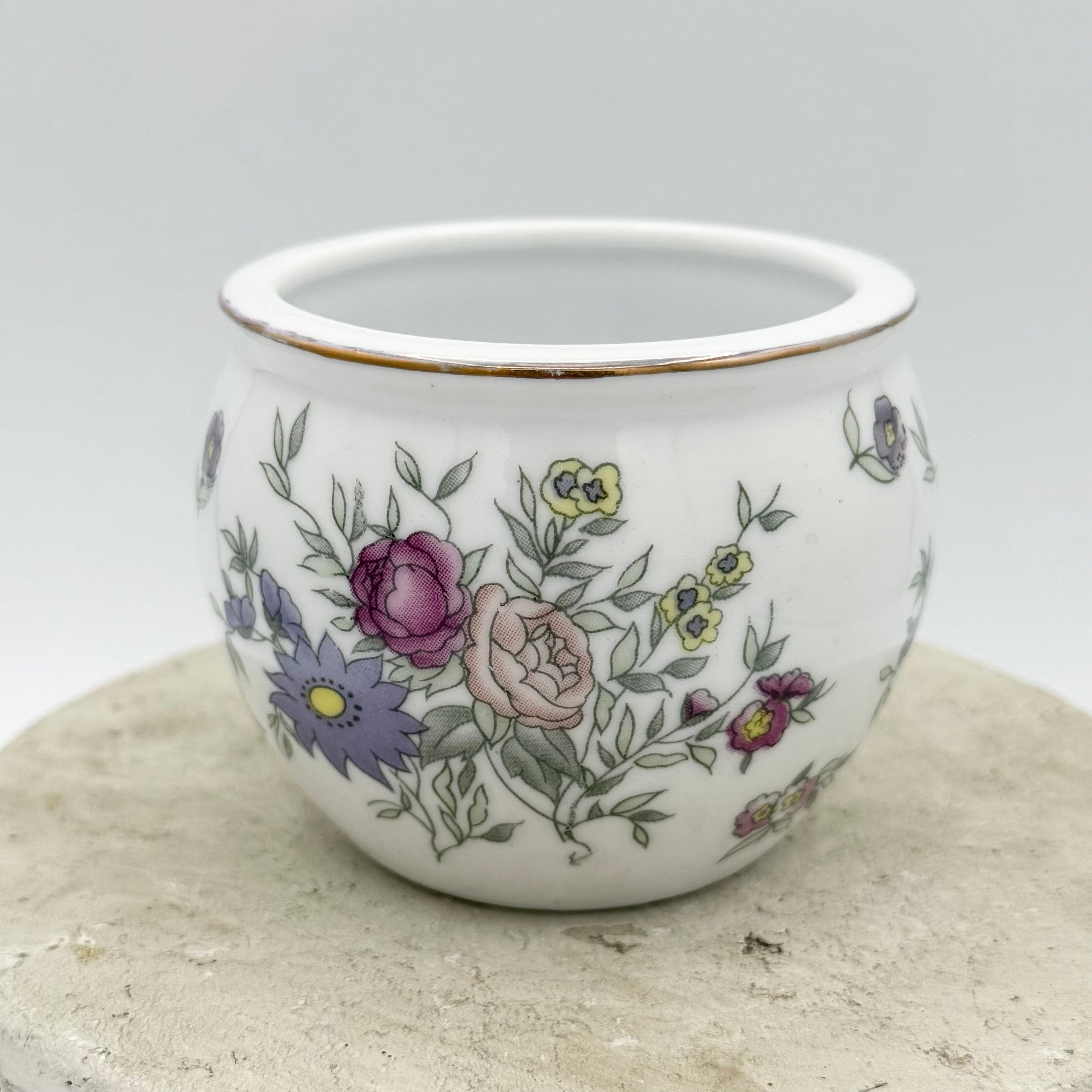 Hand Painted Porcelain Urn With Floral Motif