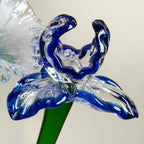 Set of 12 Hand Blown Long Stem Murano Glass Flowers, Made in Italy