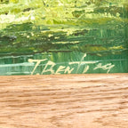 T. Bentley Original Oil Painting – Forest Stream River Landscape on Board in Solid Wood Frame