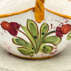 Hand-Painted Italian Majolica Small Basket with Twisted Handle