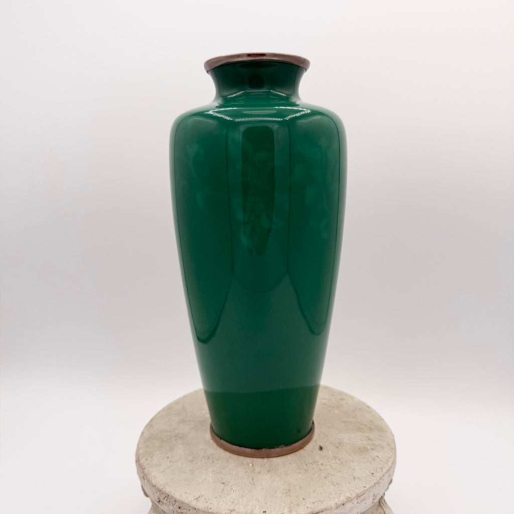 Japanese Ando Jubei Green Wireless Cloisonné Enamel Vase, c. 20th Century