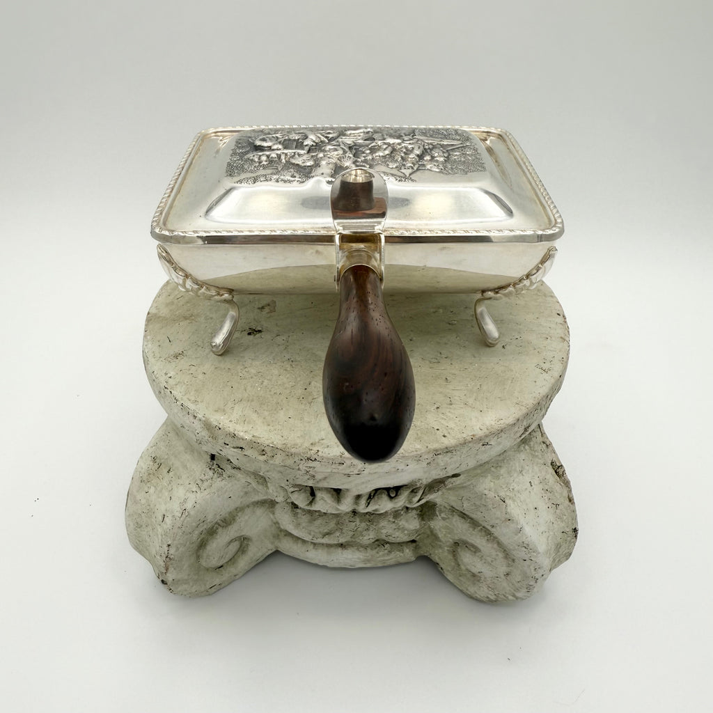 Silver Plated Victorian Crumb Catcher Silent Butler with Wood Handle