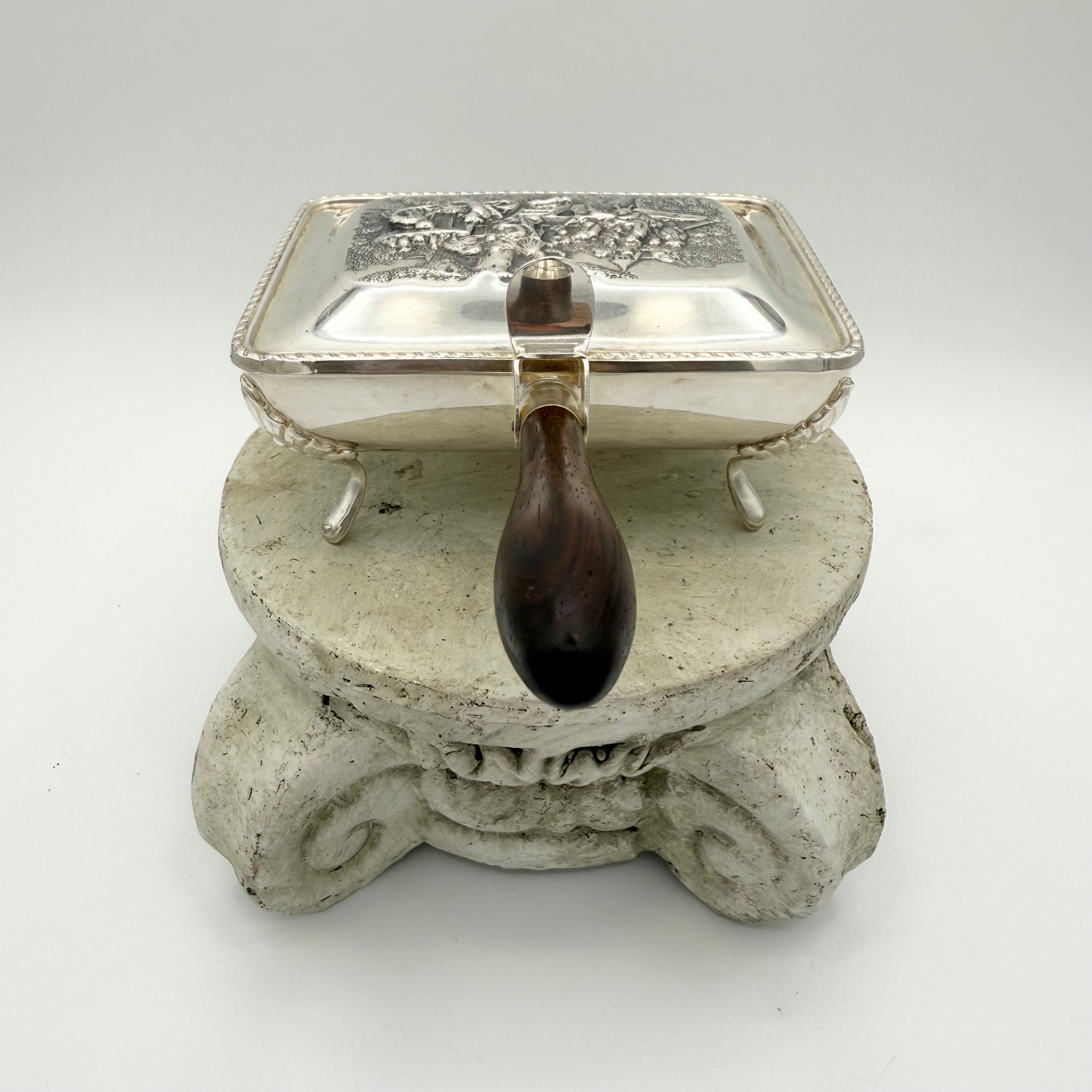 Silver Plated Victorian Crumb Catcher Silent Butler with Wood Handle