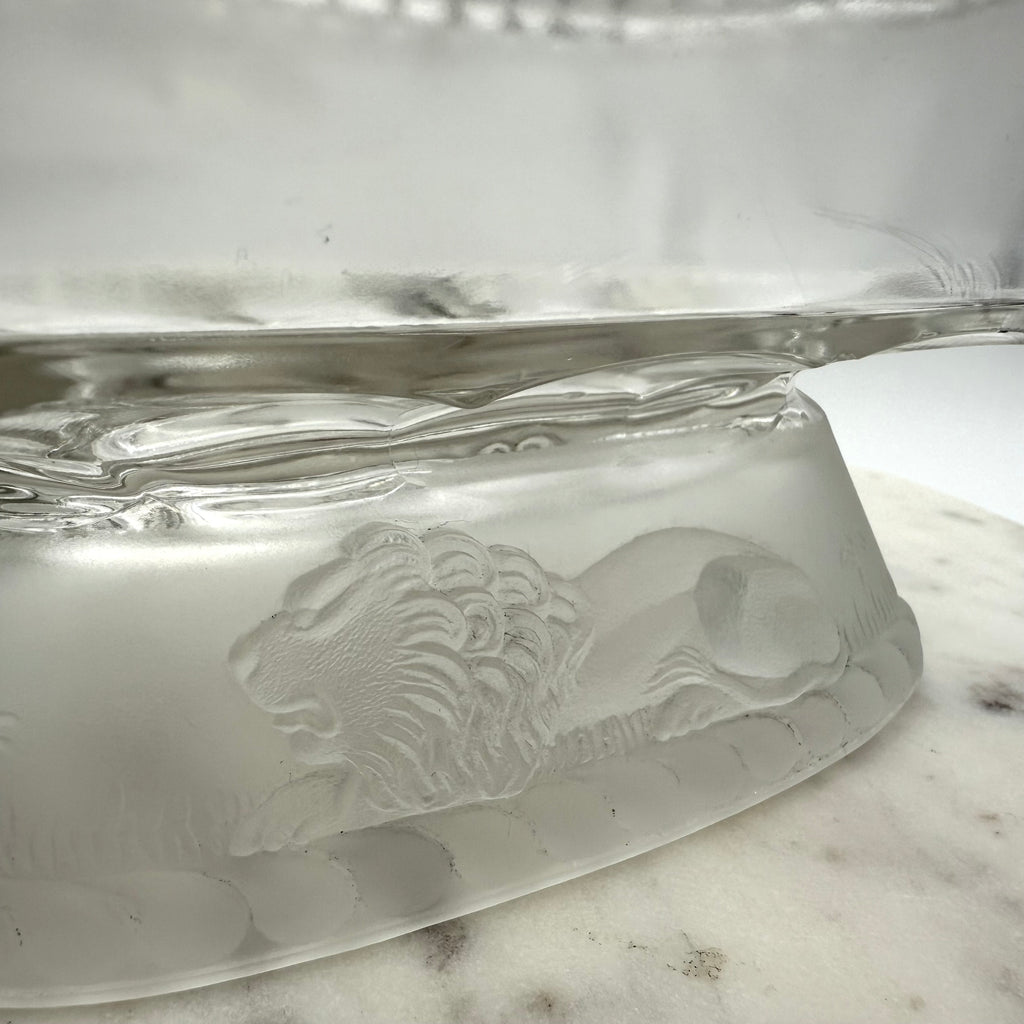 Antique Gillinder & Sons Frosted Lion Covered Compote, c1887