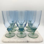 Bormioli Rocco Bahia Green Blue Iced Tea Glasses / Water Goblets, Made in Italy