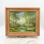 T. Bentley Original Oil Painting – Forest Stream River Landscape on Board in Solid Wood Frame