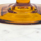 Vintage Indiana Glass Amber “Lace Edge” Lidded Pedestal Candy Dish