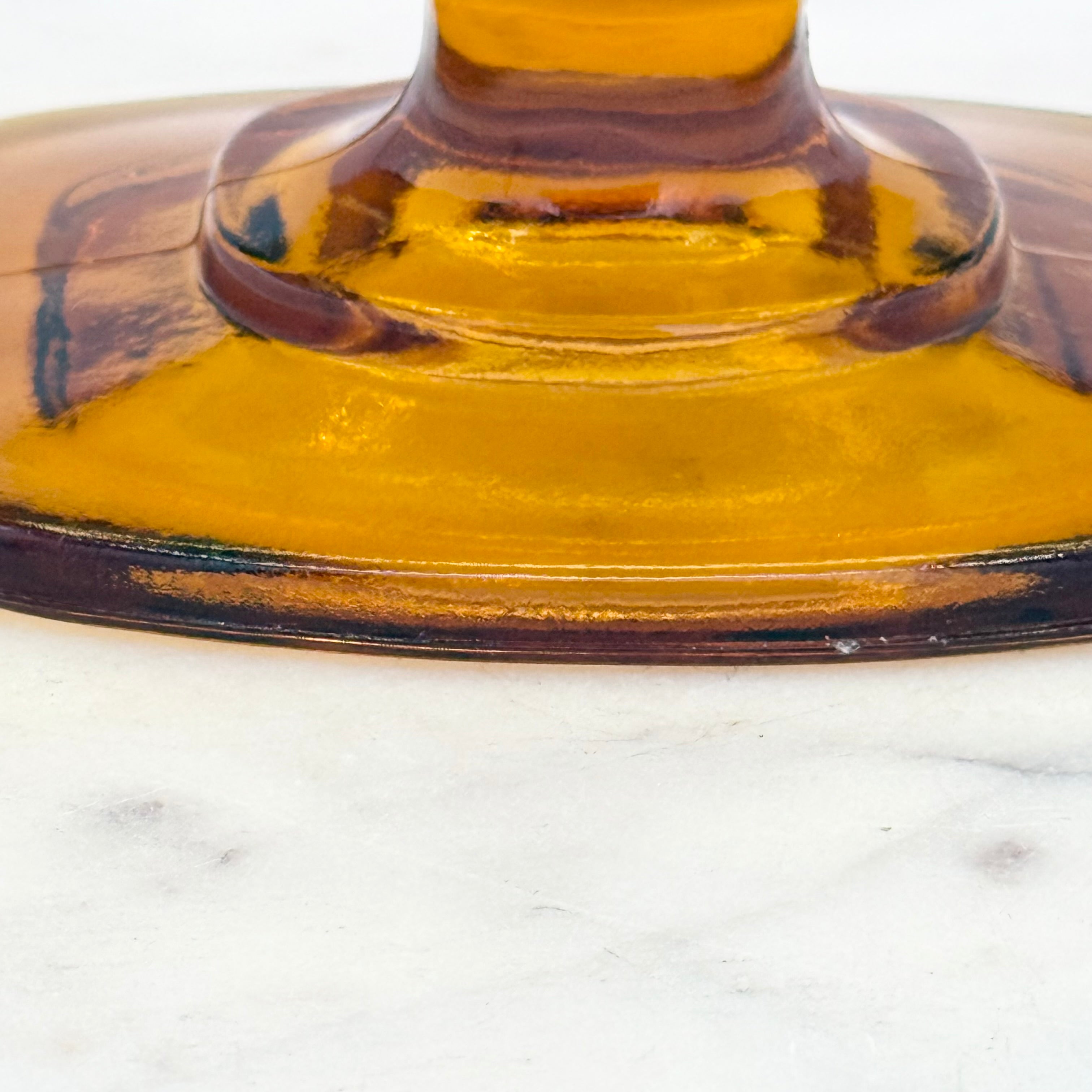 Vintage Indiana Glass Amber “Lace Edge” Lidded Pedestal Candy Dish