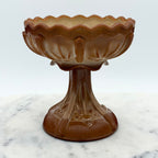 Antique Early American Pattern Glass Greentown Chocolate Glass Cactus Comport
