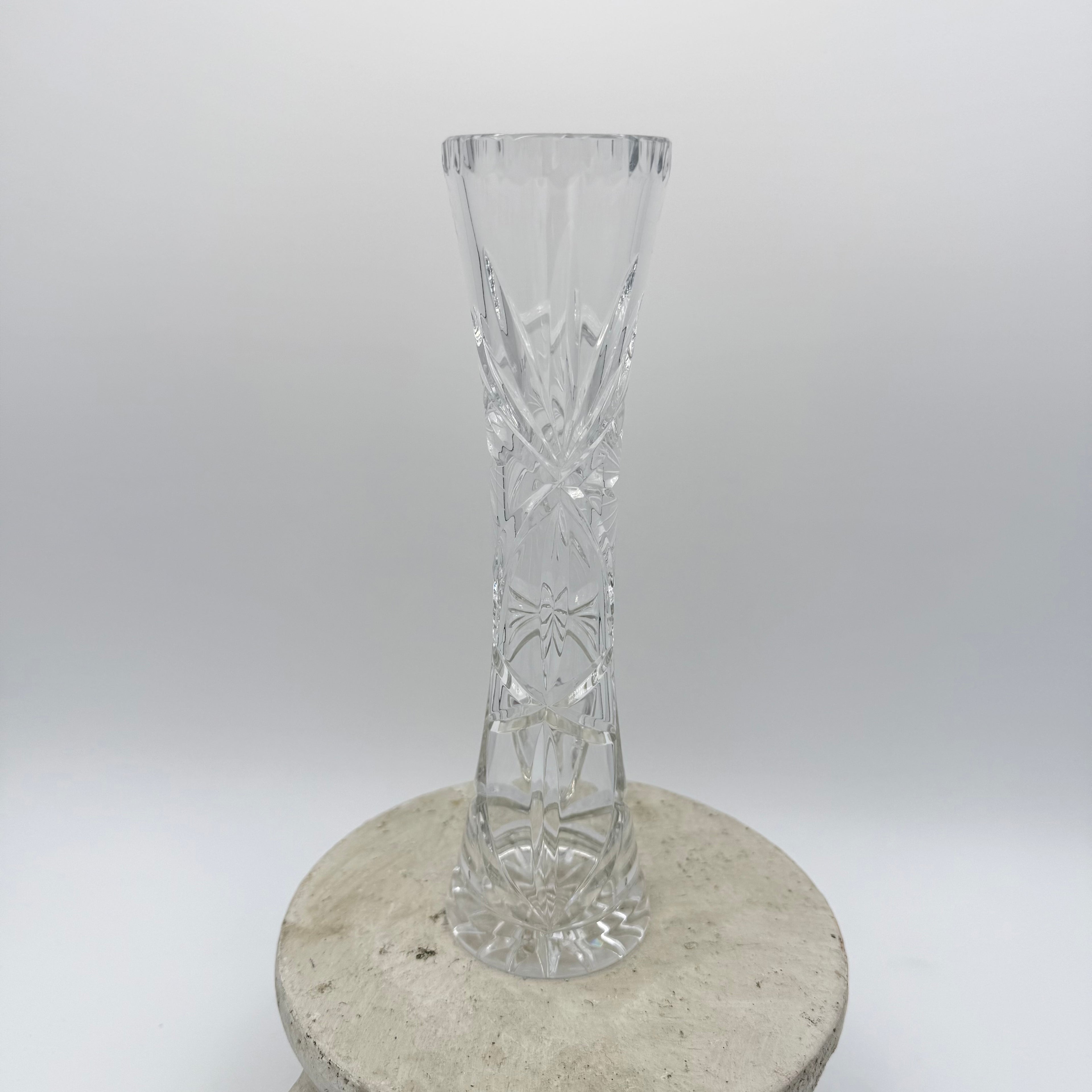 Vintage Irena Hand Cut Lead Crystal Bud Vase, Made in Poland