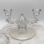 New Martinsville Clear Janice Double Candelabras, Pair