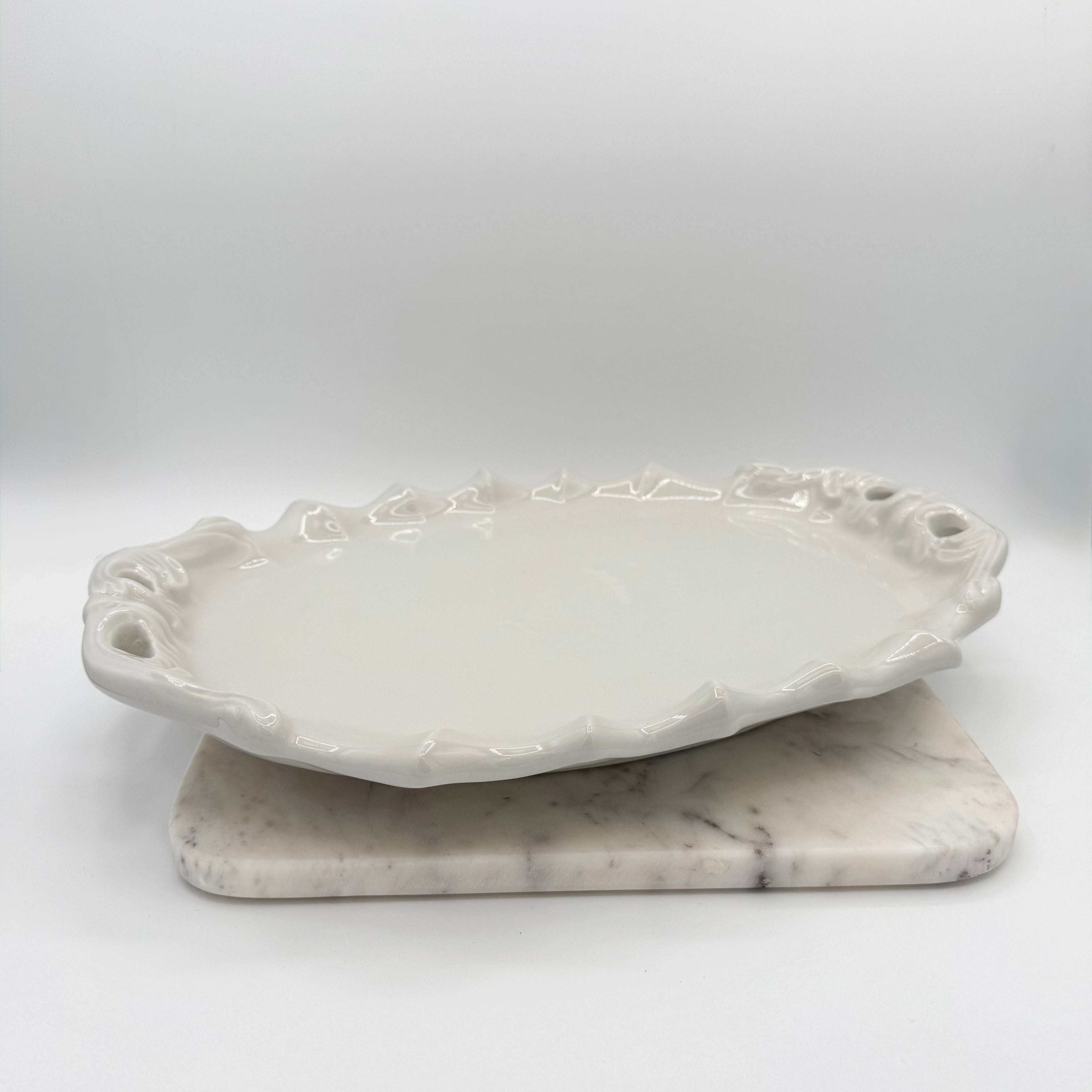 Antique Red Cliff Victorian Pattern White Ironstone Pierced Serving Platter