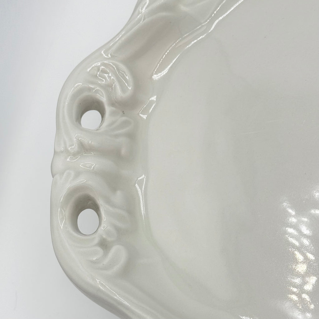 Antique Red Cliff Victorian Pattern White Ironstone Pierced Serving Platter