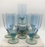 Bormioli Rocco Bahia Green Blue Iced Tea Glasses / Water Goblets, Made in Italy
