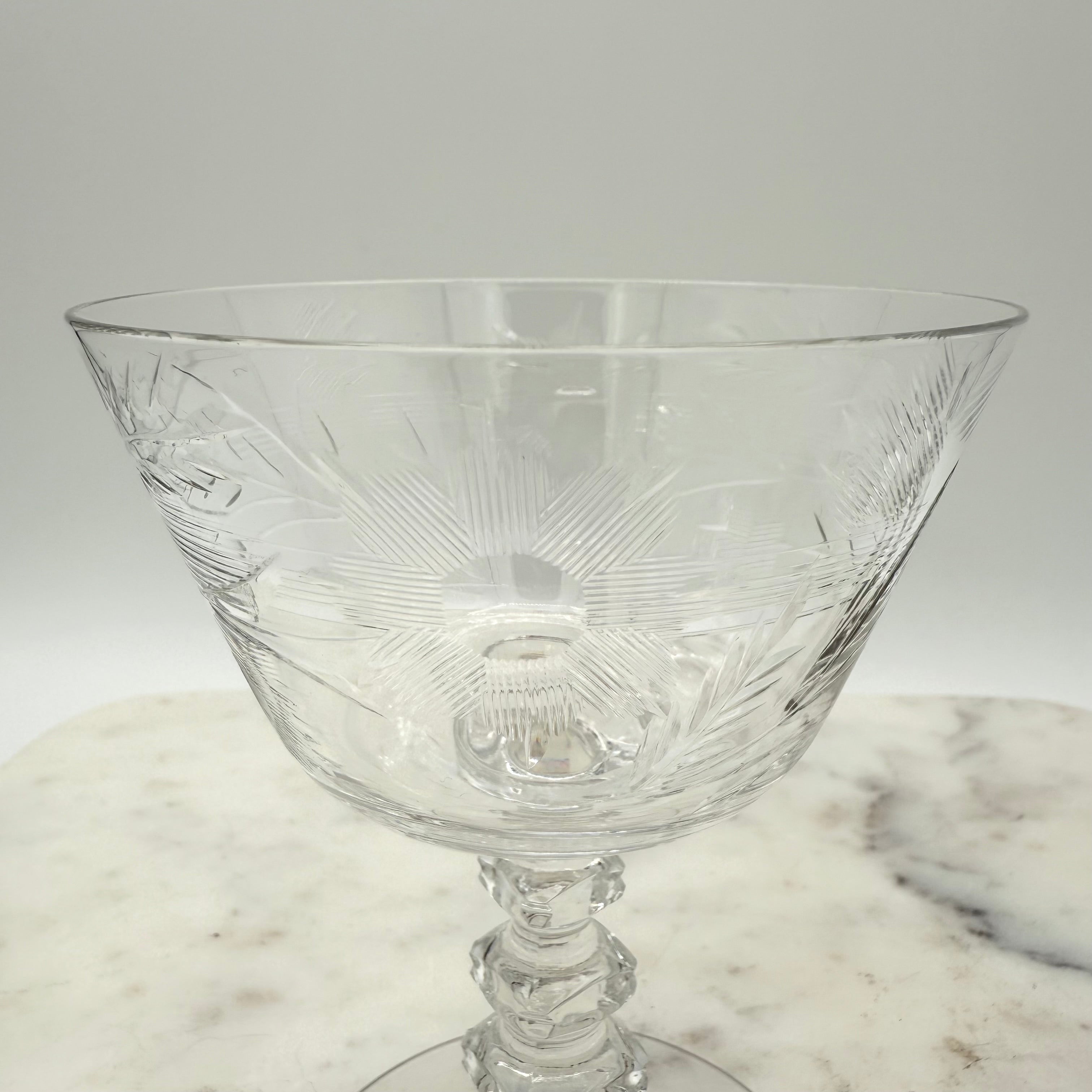 Vintage Cambridge Maryland Pattern Crystal Champagne / Sherbet Coupe Glasses, Set of 6