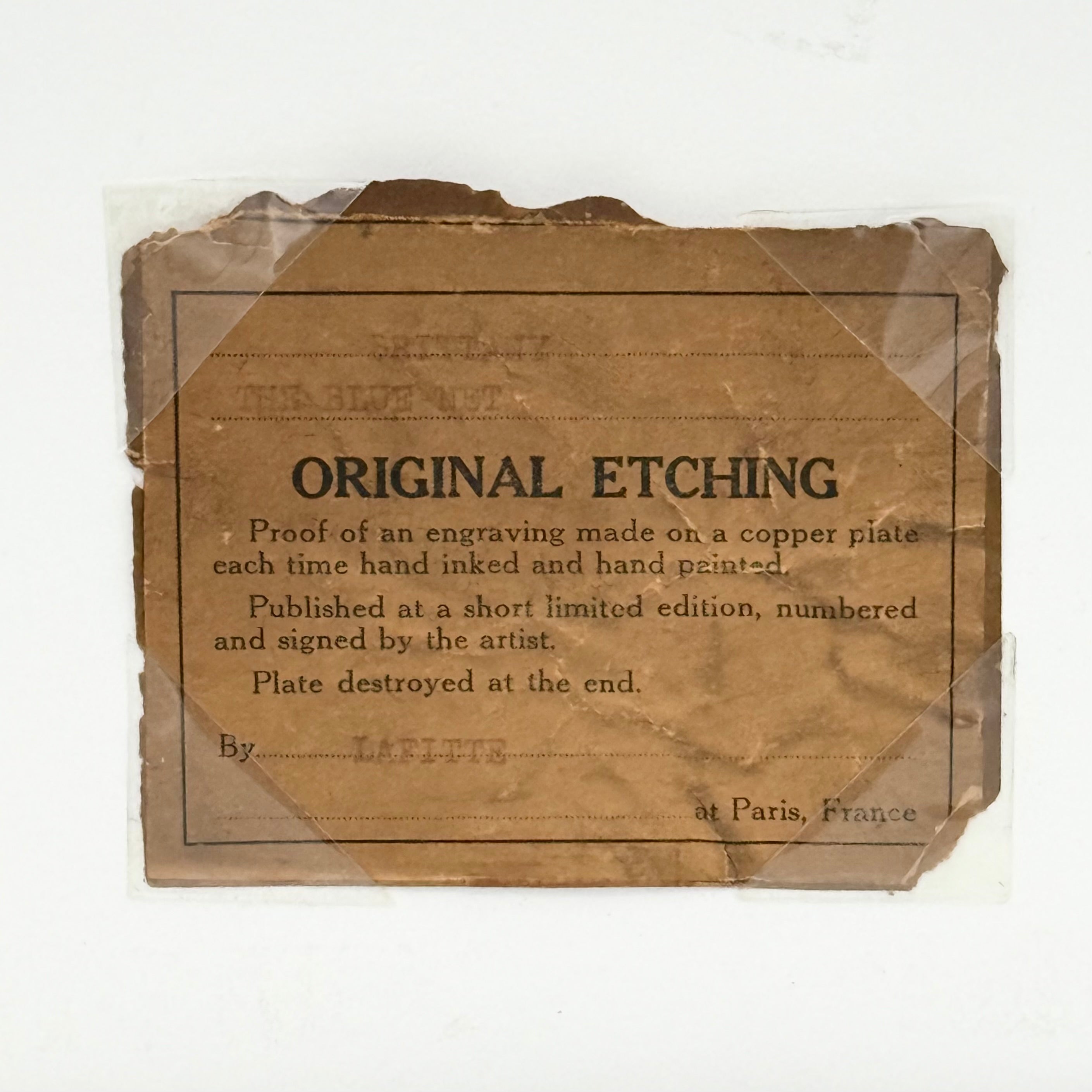 Original Framed French Etching “The Blue Net” by Alphonse Lafitte (a.k.a. Manuel Robbe), Signed and Numbered, c. Early 20th Century (No. 2 of 47)