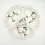 Antique Limoges René Frugier FRG Divided Serving Dish with Violets and Leaves, Made in France