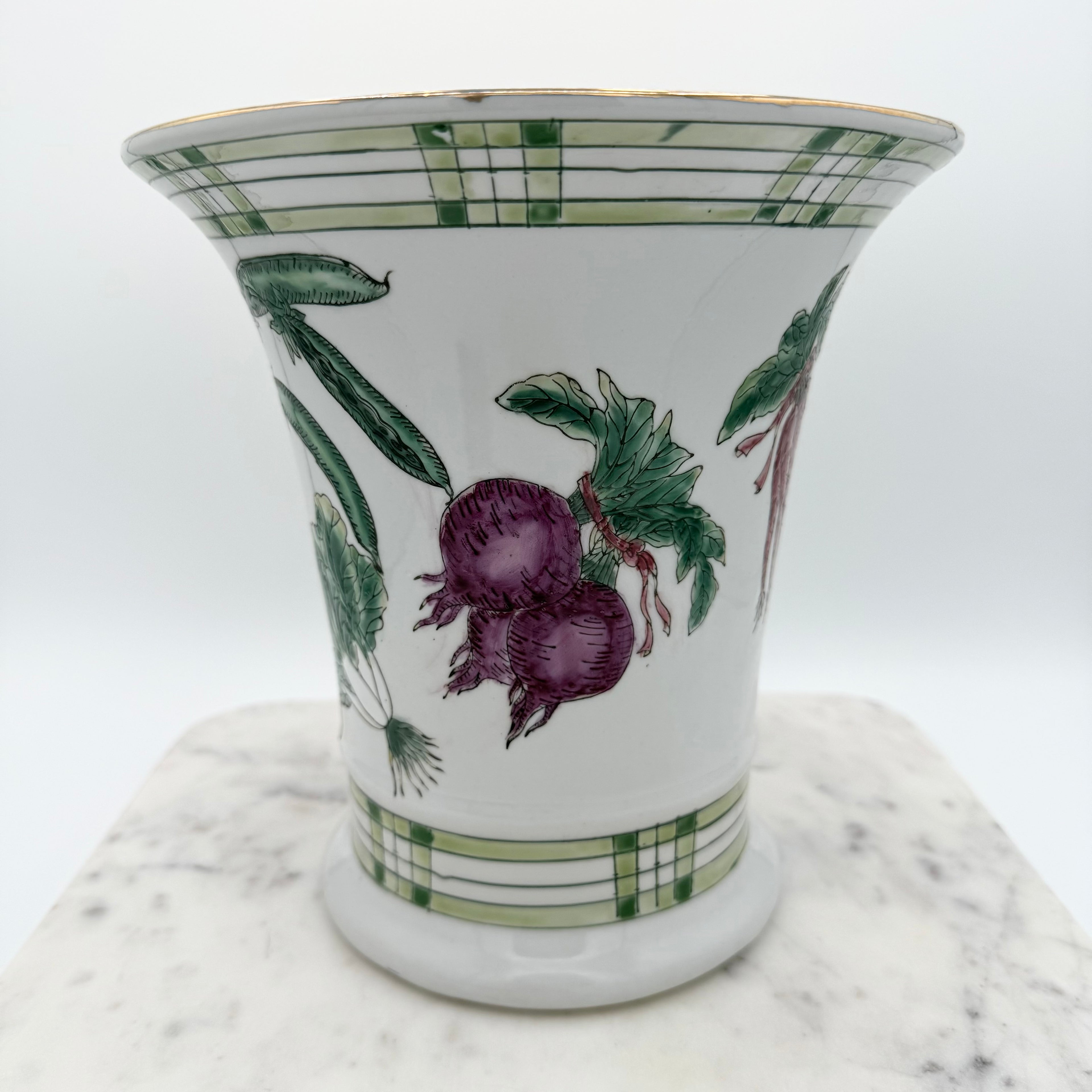 Vintage Chinese Export Hand Painted Vegetable Vase
