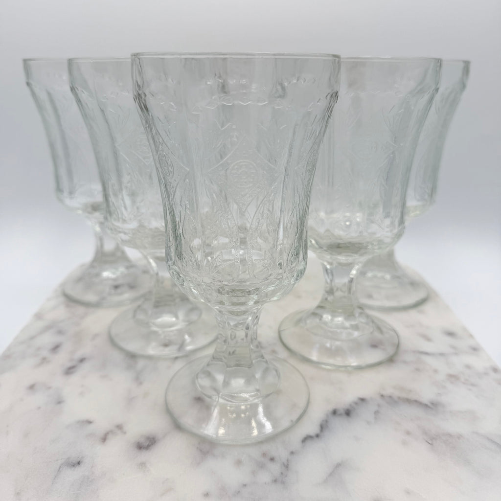 Indiana Glass Federal Recollection Madrid Goblets, Set of Six