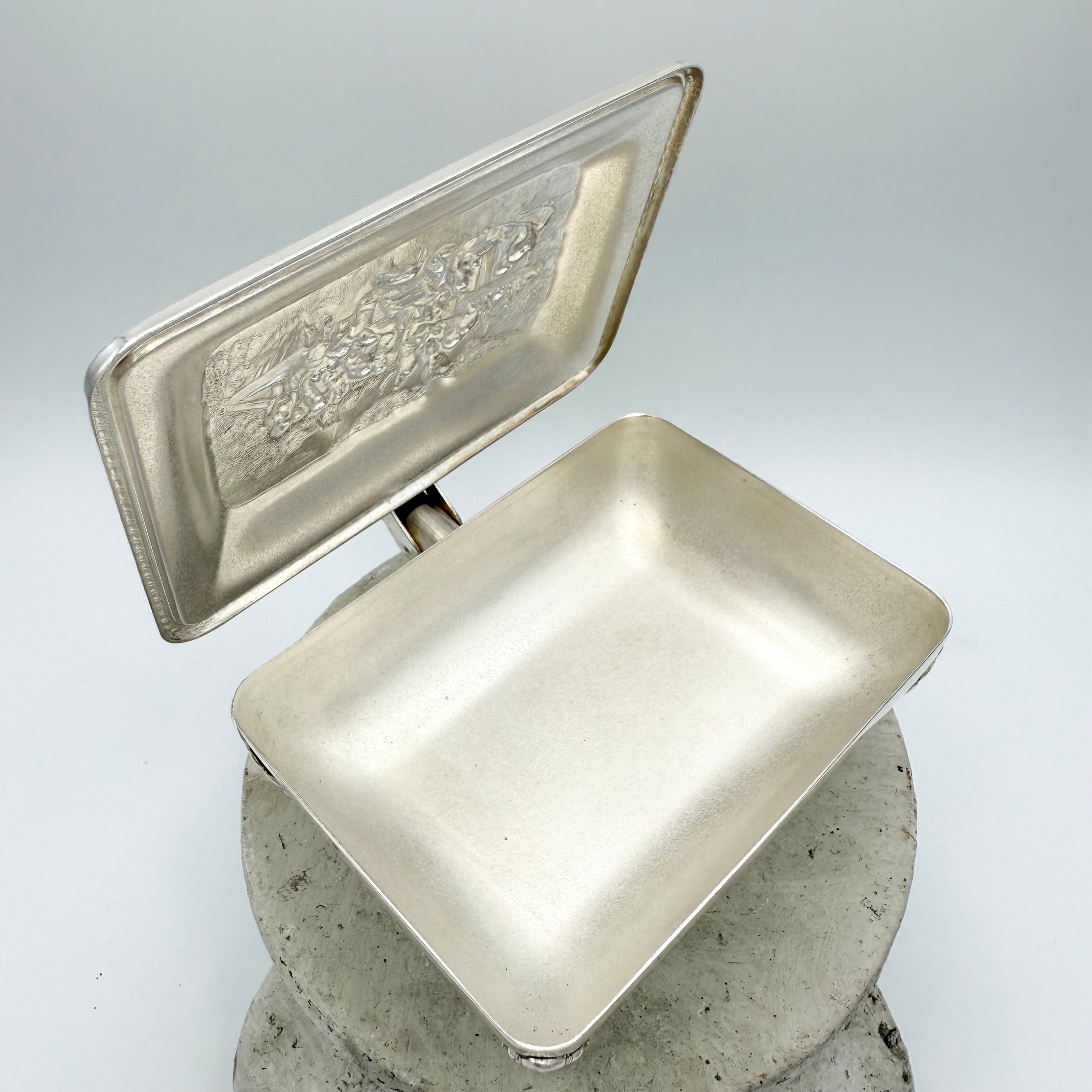 Silver Plated Victorian Crumb Catcher Silent Butler with Wood Handle