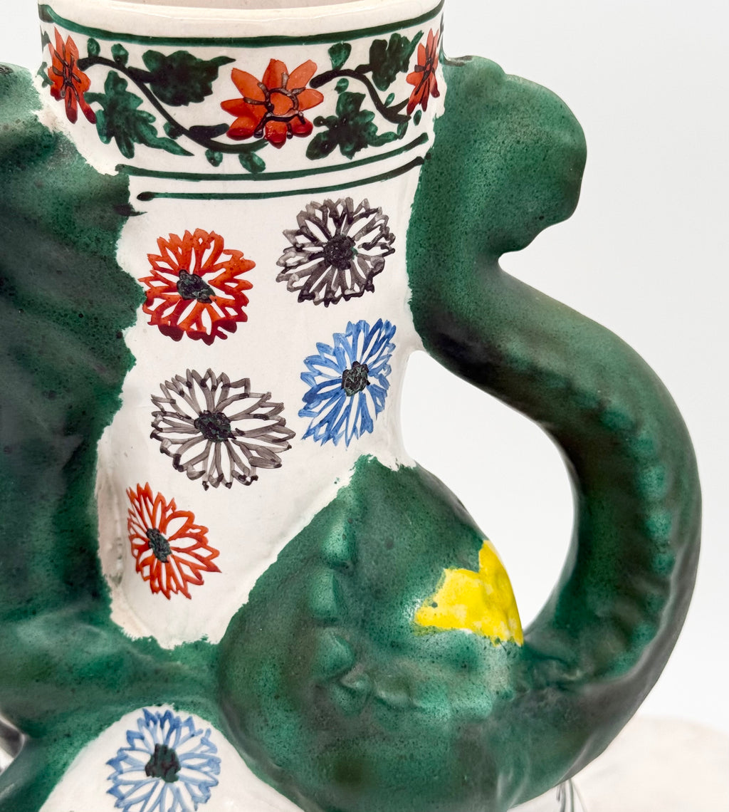 Vintage Hand-Painted Figural Dragon Ceramic Water Pitcher