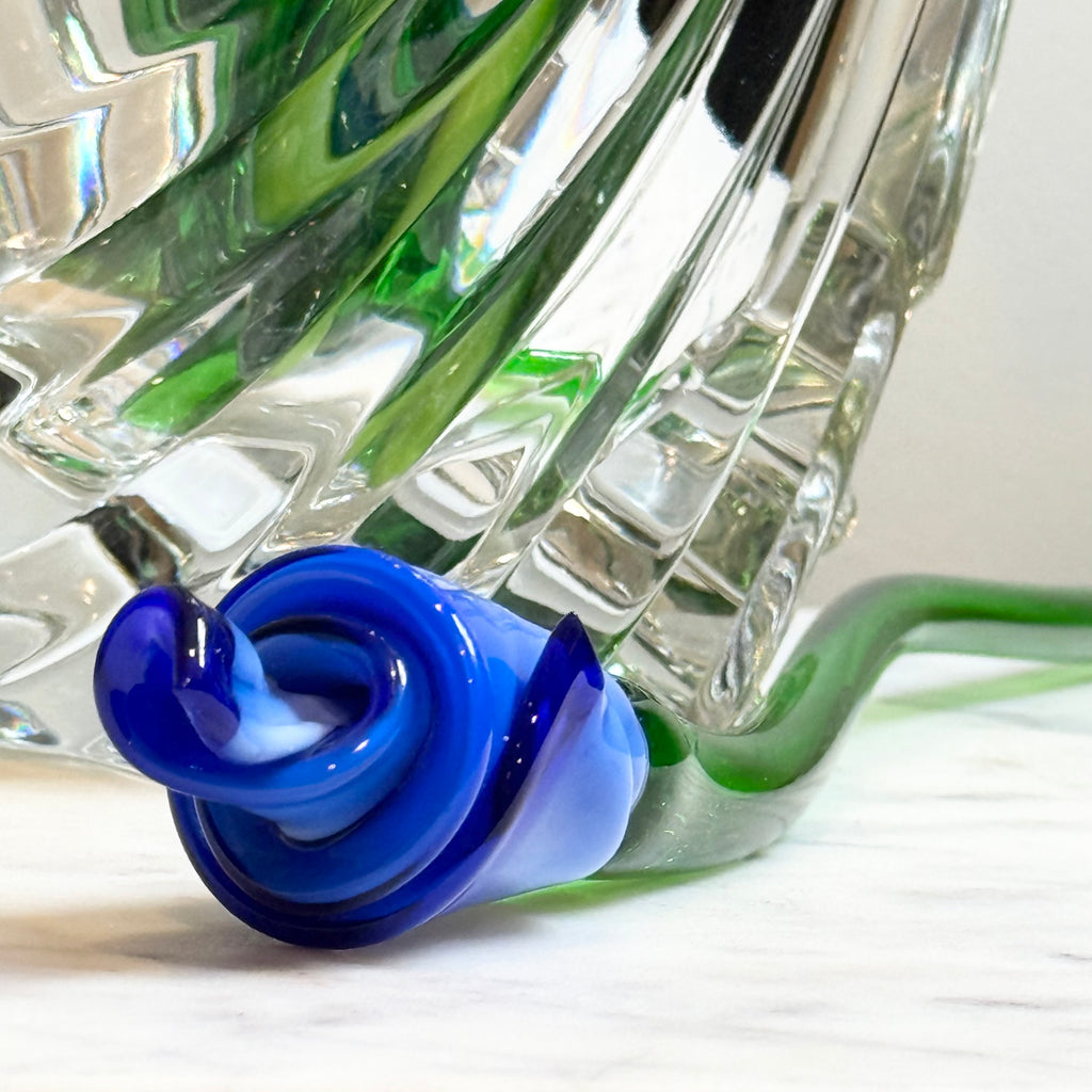 Set of 12 Hand Blown Long Stem Murano Glass Flowers, Made in Italy