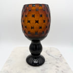 Venetian Murano Sommerso Style Vase, Black Cut To Amber Cased Glass