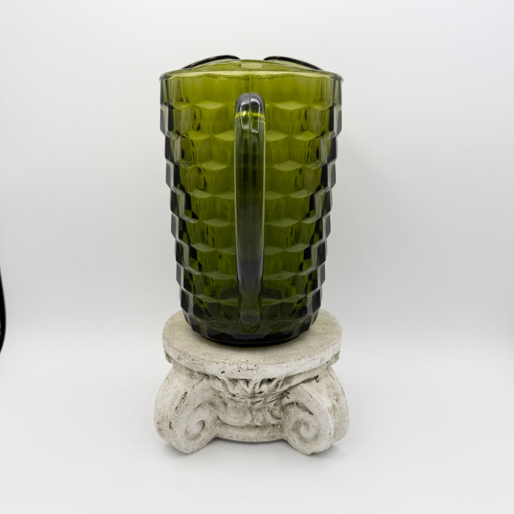 Indiana Glass Whitehall Cubist Avocado Green Pitcher
