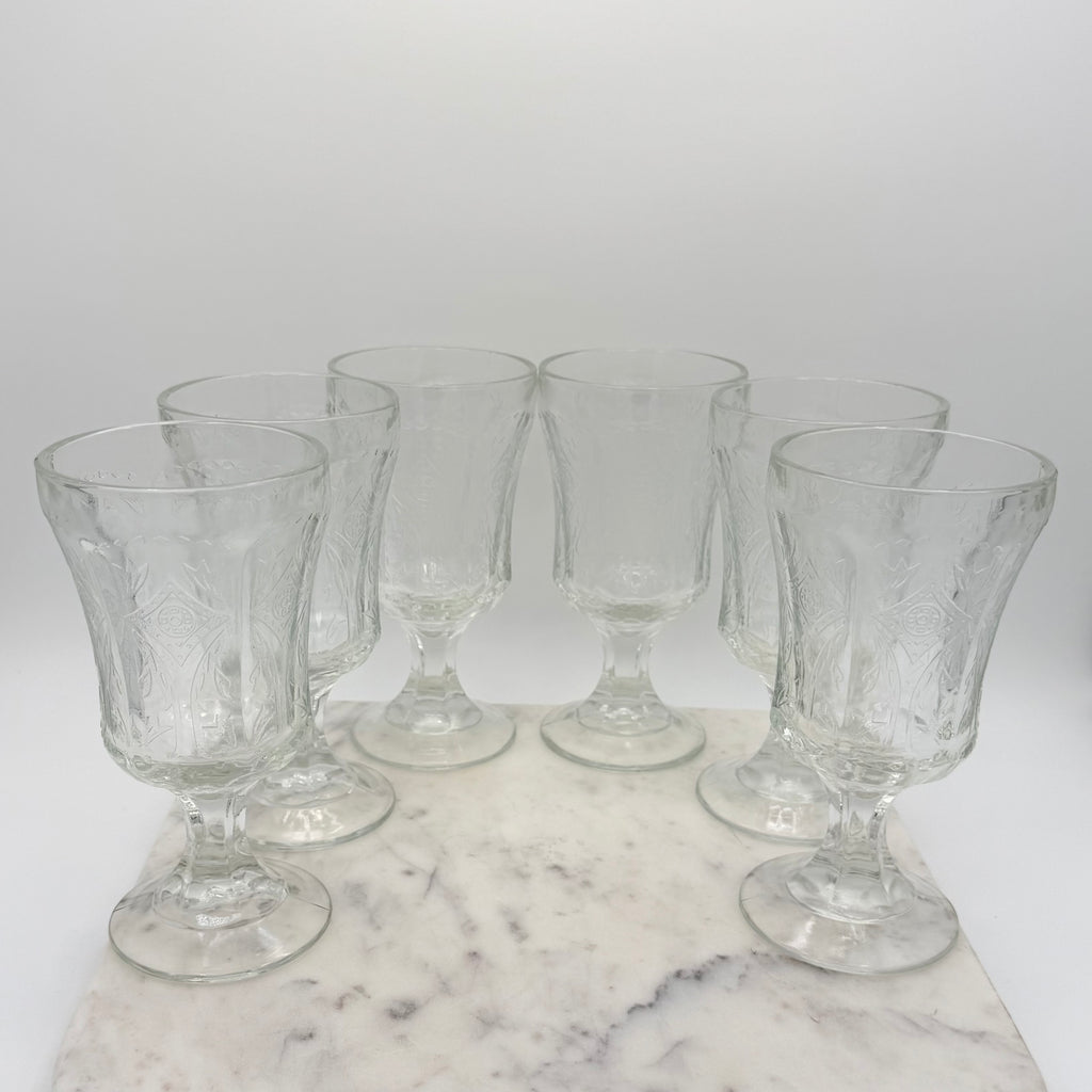 Indiana Glass Federal Recollection Madrid Goblets, Set of Six
