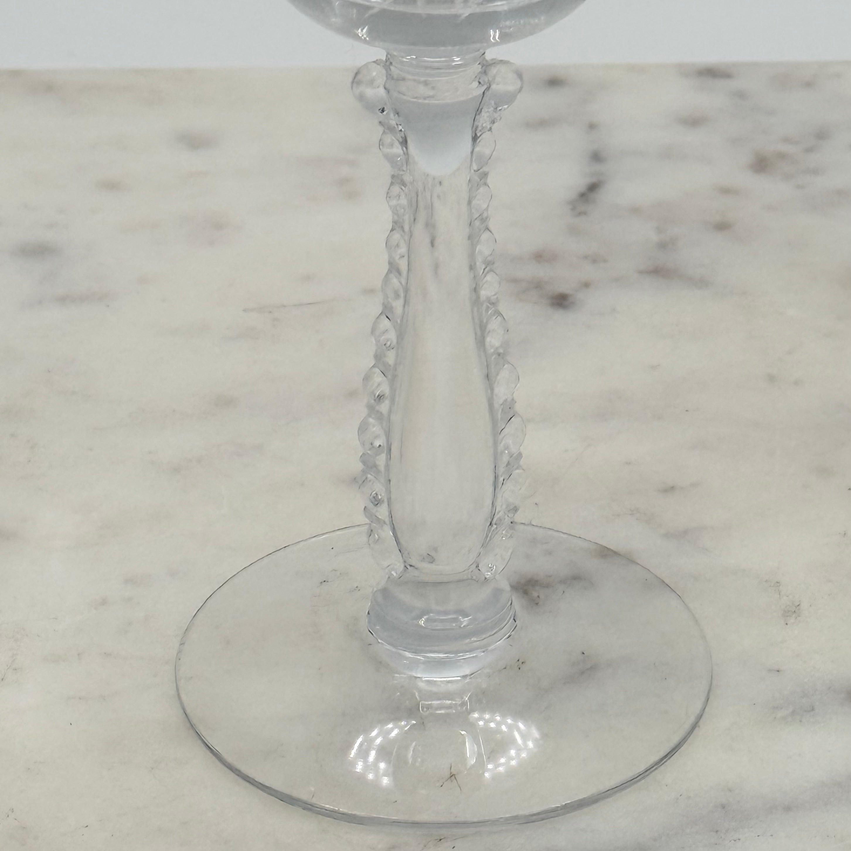 Vintage Fostoria Heather Etched Crystal Cordial Glass, 4” Stem — Mid-Century Floral Scroll Design