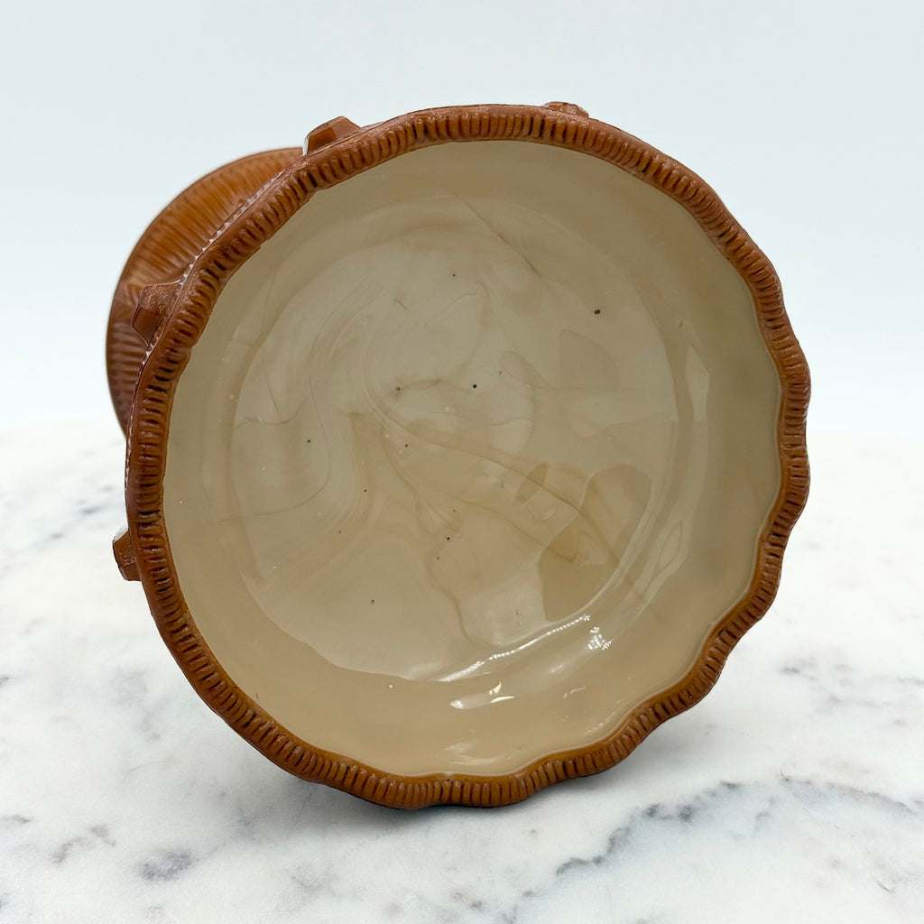 Antique Early American Pattern Glass Greentown Chocolate Glass Cactus Comport