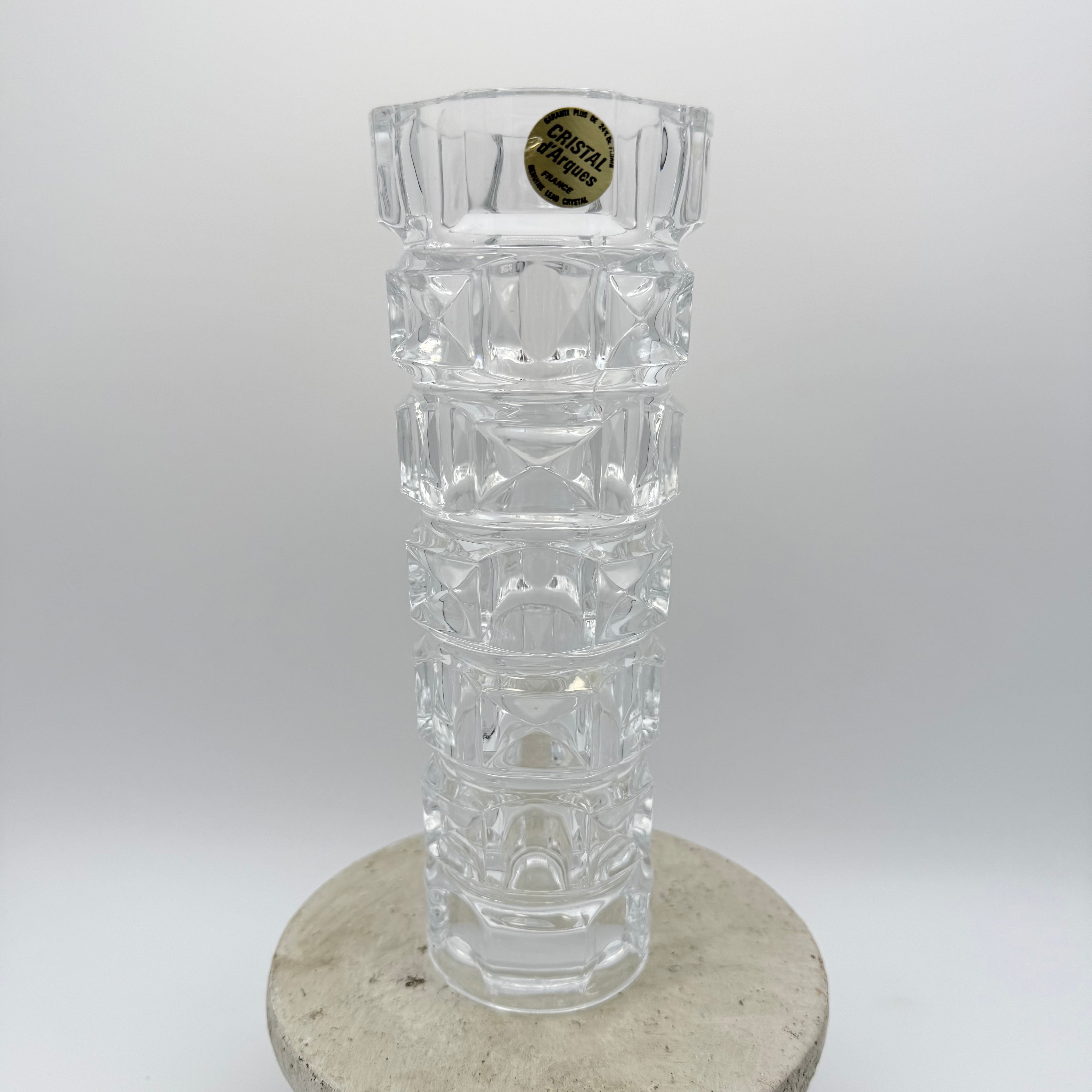 Cristal d'Arques 24% Lead Crystal JG Durand Ancenis Cubist Facet Vase