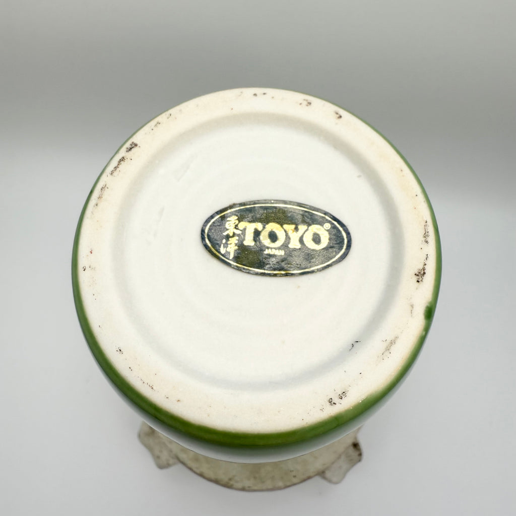 Toyo Japanese Porcelain Jade Green Vase with Fish Handles