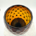 Venetian Murano Sommerso Style Vase, Black Cut To Amber Cased Glass