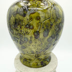 Studio Pottery Green Glazed Ceramic Ginger Jar Signed “BB” – Plum Blossom Motif