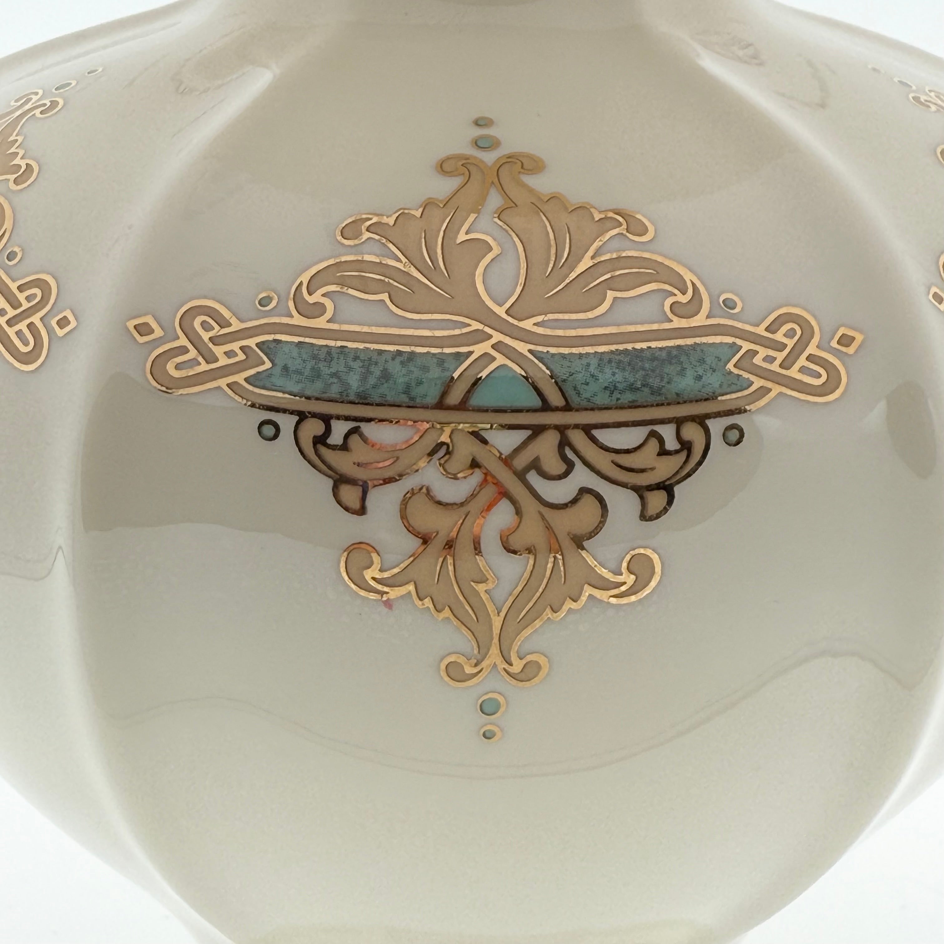 Lenox Catalan Vase with Gold and Turquoise Scrollwork