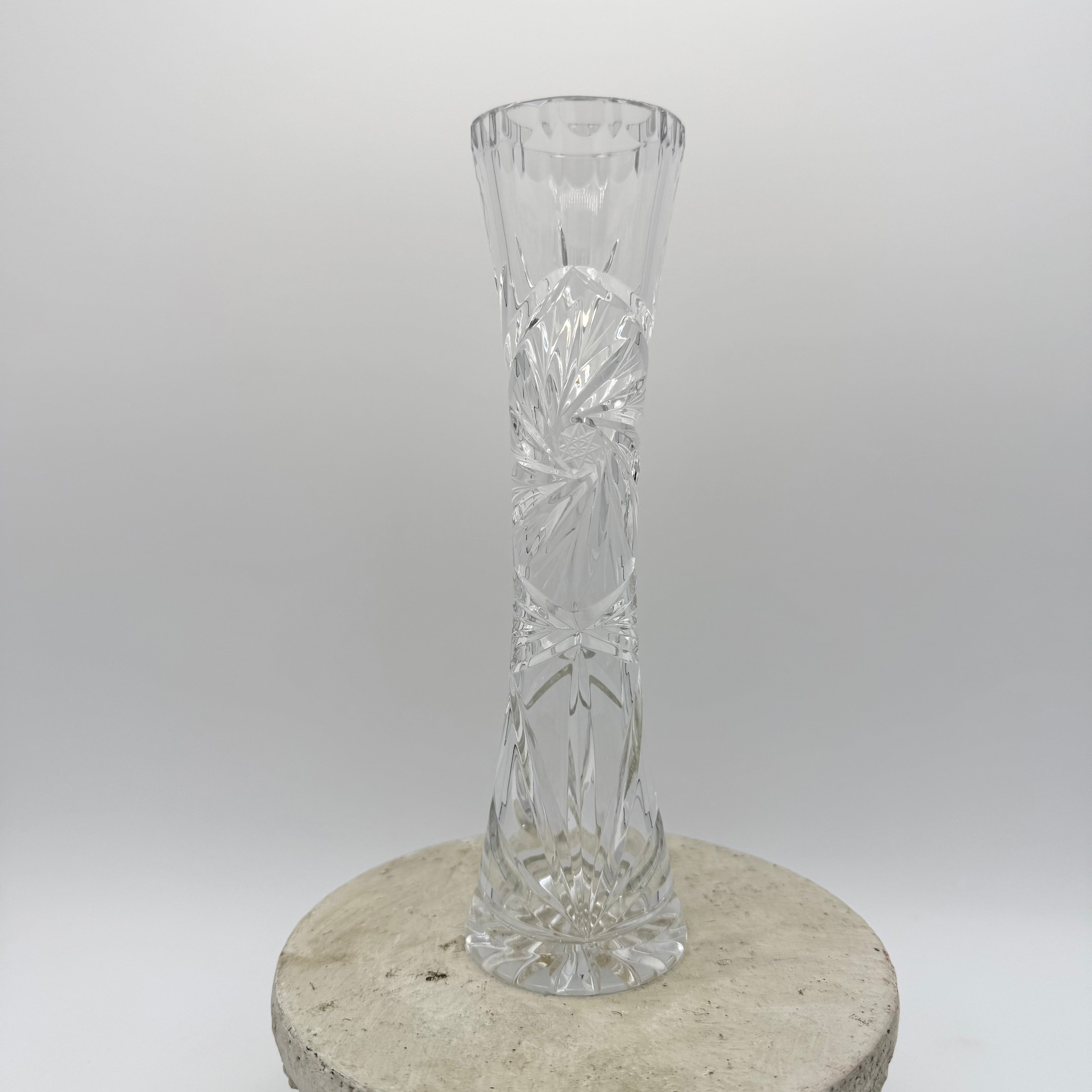 Vintage Irena Hand Cut Lead Crystal Bud Vase, Made in Poland