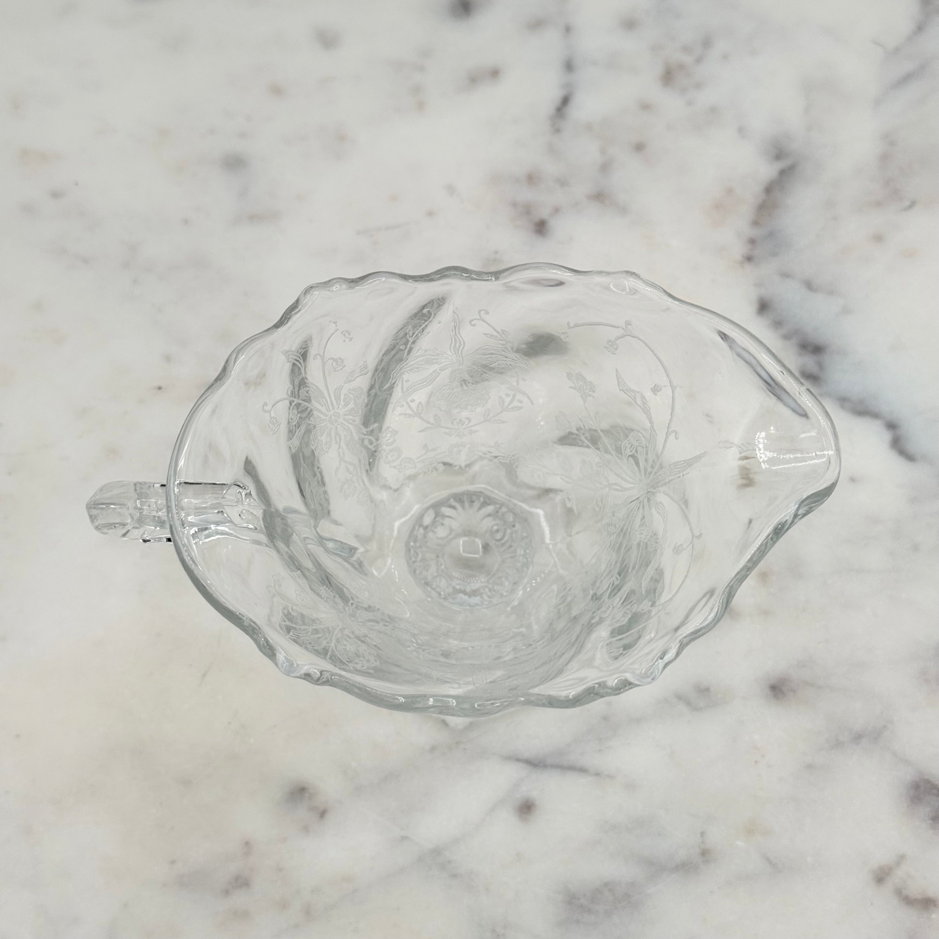 Vintage Heisey “Orchid” Glass Etched Elegant Glass Creamer & Sugar Set (1940s)