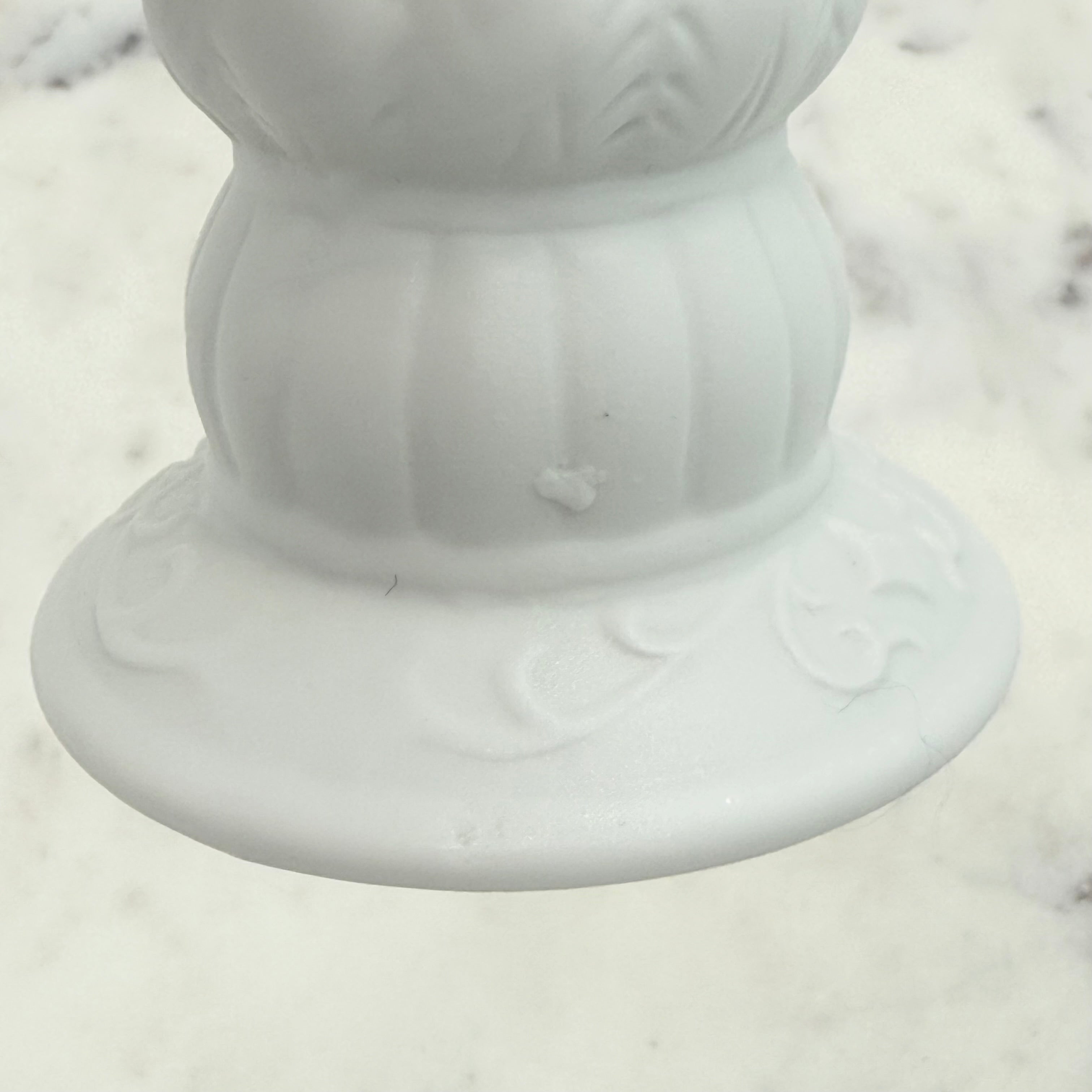Bisque Porcelain Embossed Vases with Scalloped Edge, Set of 2