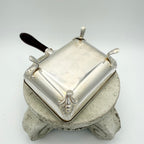 Silver Plated Victorian Crumb Catcher Silent Butler with Wood Handle