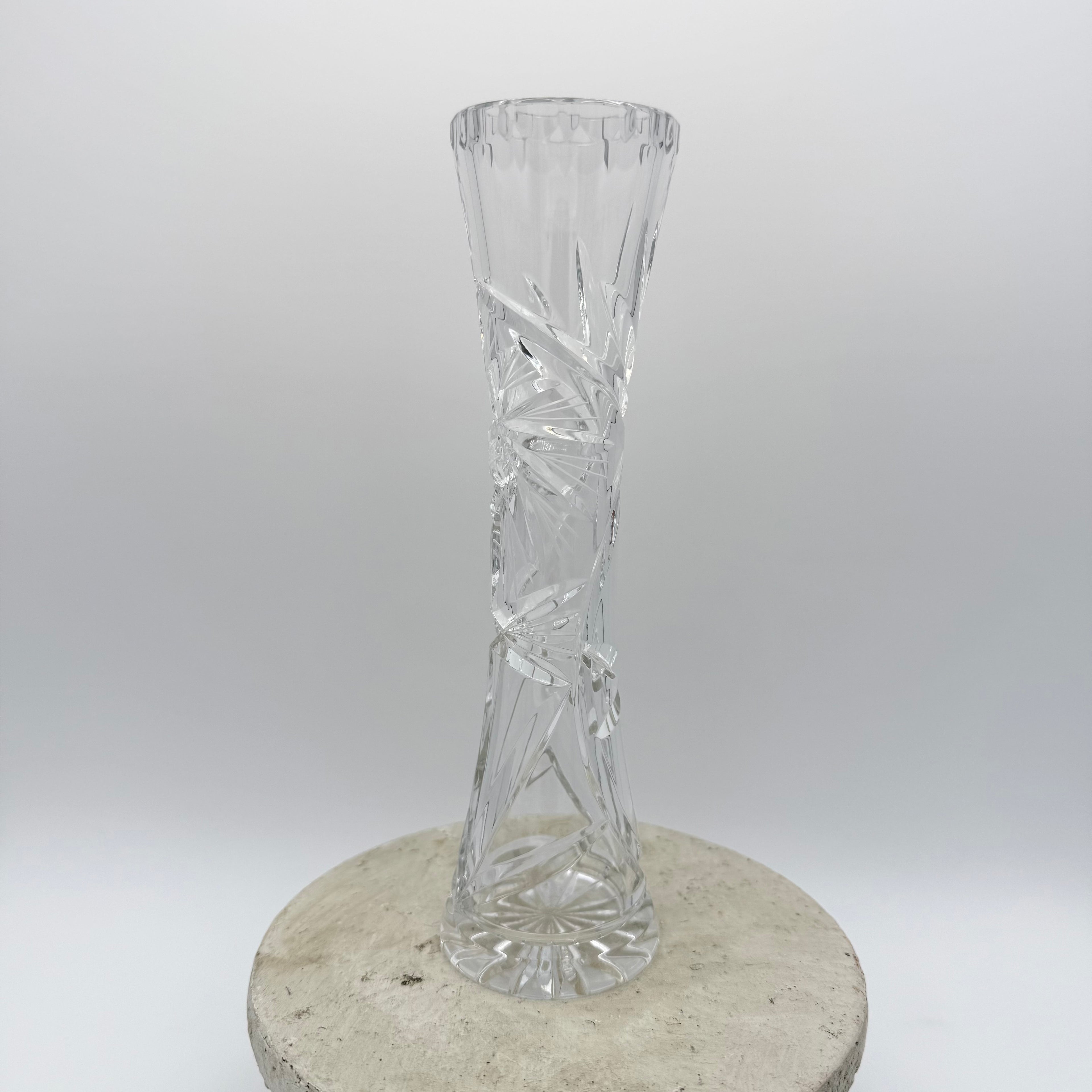Vintage Irena Hand Cut Lead Crystal Bud Vase, Made in Poland