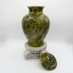 Studio Pottery Green Glazed Ceramic Ginger Jar Signed “BB” – Plum Blossom Motif