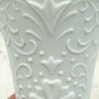 Bisque Porcelain Embossed Vases with Scalloped Edge, Set of 2
