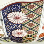 Japanese Imari Style Floral Bowl with Gold Scalloped Lotus Rim