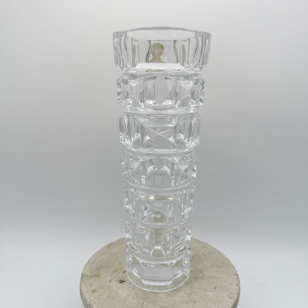 Cristal d'Arques 24% Lead Crystal JG Durand Ancenis Cubist Facet Vase