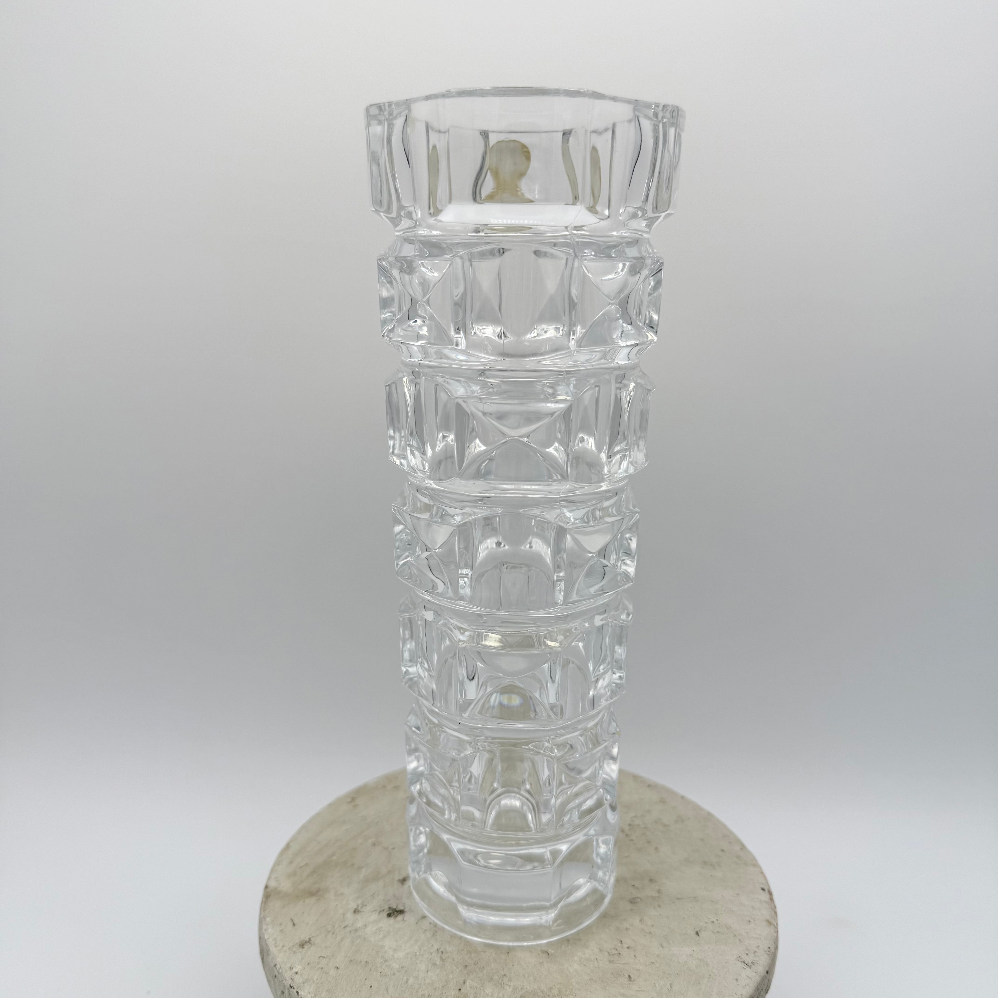 Cristal d'Arques 24% Lead Crystal JG Durand Ancenis Cubist Facet Vase