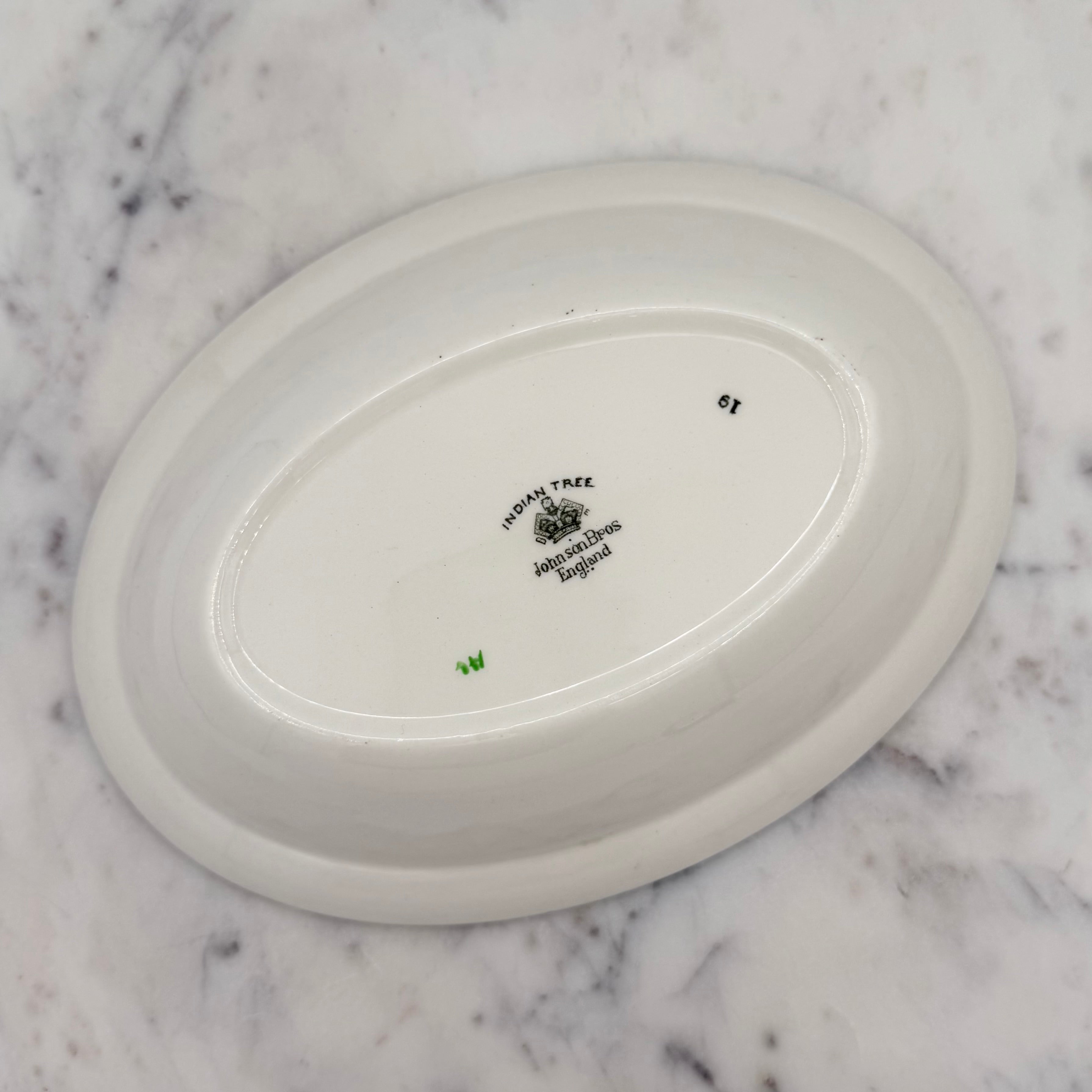 Johnson Brothers “Indian Tree” Floral Oval Serving Bowl with Greek Key Details
