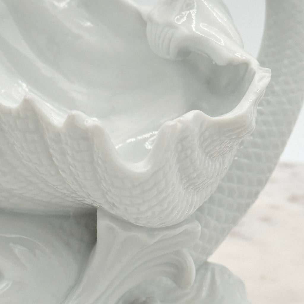 Vintage Bone China Dolphin or Koi Open Salt Cellar Caviar Shell Bowl