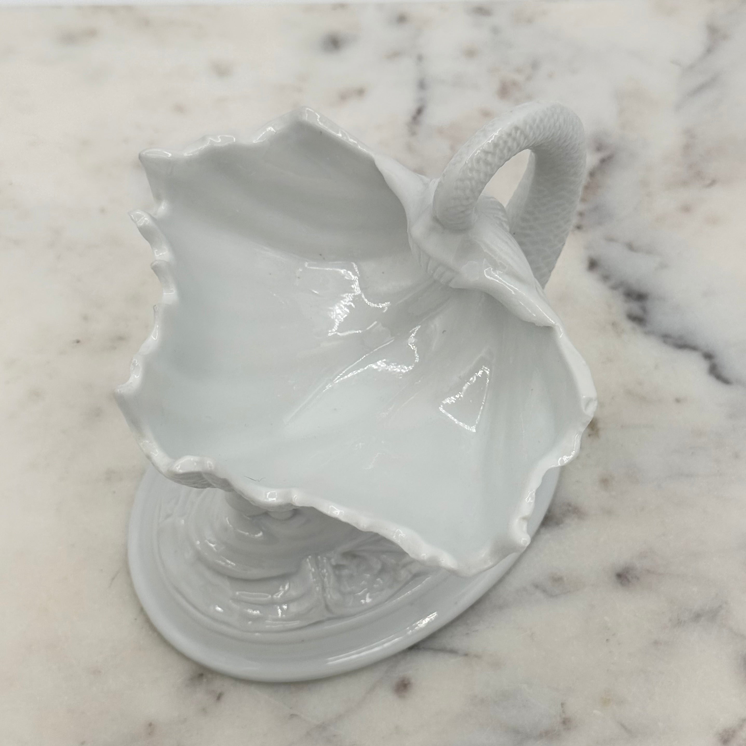 Vintage Bone China Dolphin or Koi Open Salt Cellar Caviar Shell Bowl